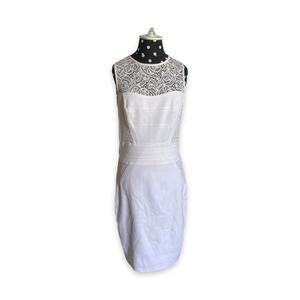 Cache Womens Dress Size 4 White Tank Lace Bodice Stretchy Sleeveless NEW